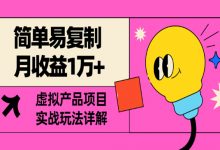简单易复制,月收益1万+的虚拟产品项目,实战玩法详解(视频教程+文档)-项目网