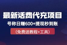外面卖5980的最新话费代充项目 号称日赚600+提现秒到账(免费送教程+工具)-项目网