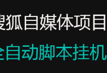 【高端精品】搜狐视频全自动无脑挂机项目,单窗口一天6-10+,无风控官方打款【详细教程+全自动脚本】-项目网