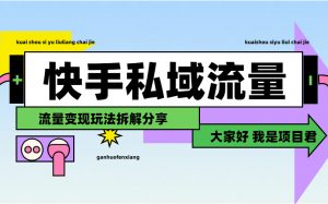一天1691.5 快手私欲流量变现,小白也能操作闷声发财-项目网