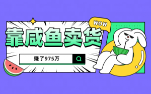 一位朋友 靠咸鱼卖货 赚了975万  干货分享-项目网