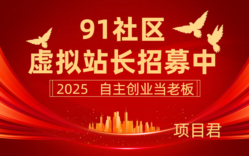 2025年 91社区 虚拟站长招募 零成本 自主创业当老板 有兴趣可联系项目君 加我请备注来意-项目网