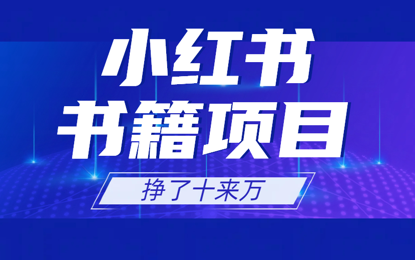 小红书书籍项目 冷门小众生意  赚了十来万  省心的项目真是香-项目网