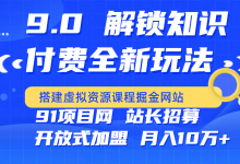 2025年 掘金蓝海风口 全自动成交 虚拟资源课程网站搭建 ,91项目网,开放加盟,课程24小时自动更新,小白也能日入5000+-项目网