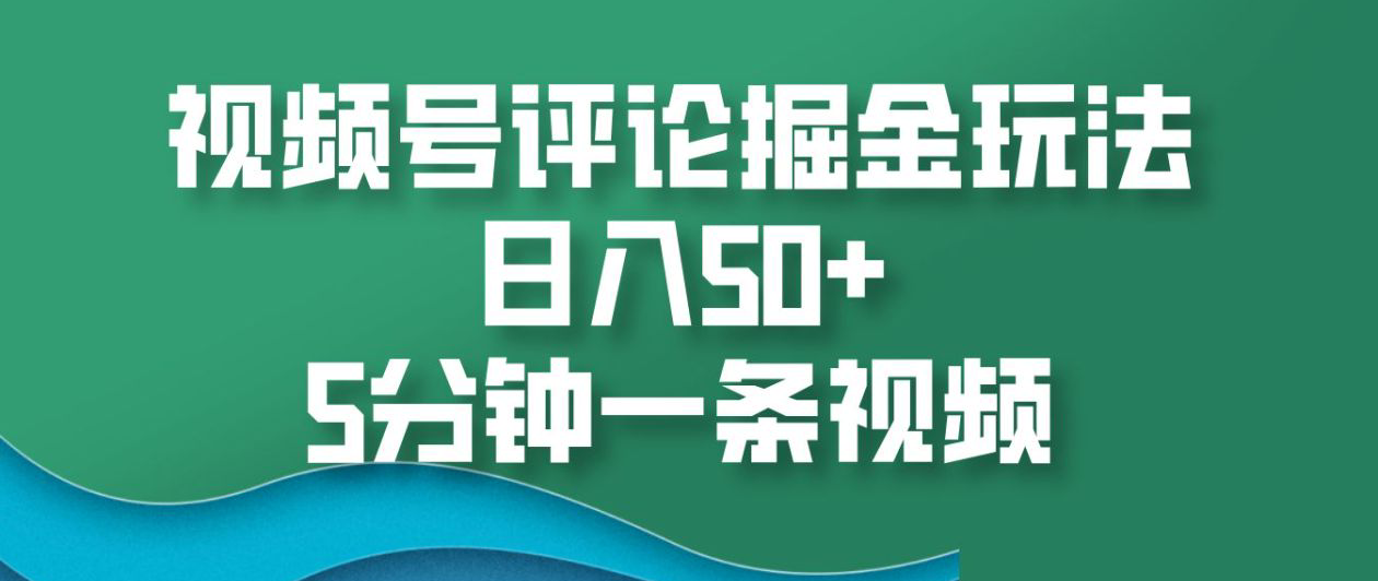 视频号评论掘金玩法，日入50+，5分钟一条视频！-项目网