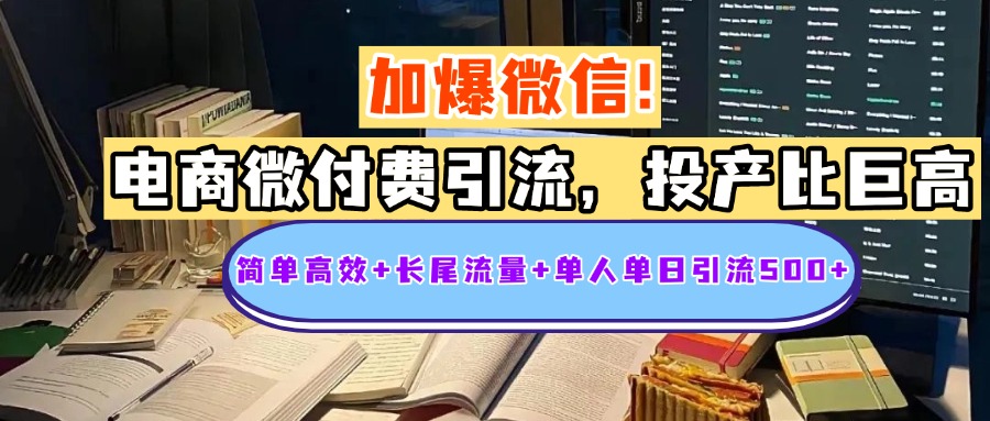 电商微付费引流，投产比巨高，简单高效+长尾流量+粉丝质量高，单人单日引流500+创业粉-项目网