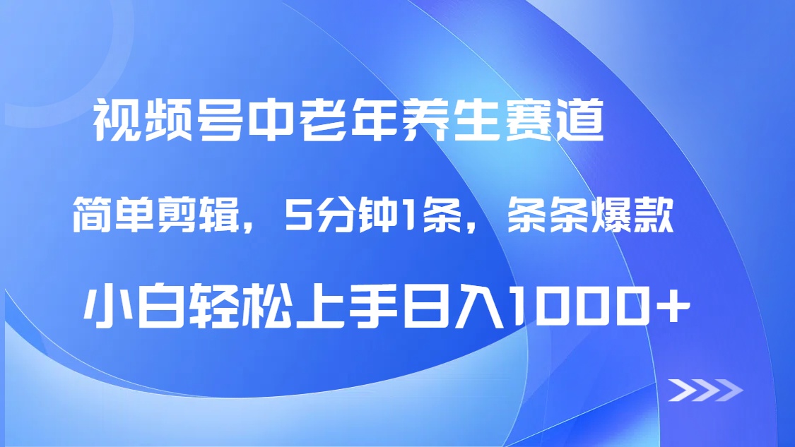 DeepSeek+既梦做视频号中老年养生赛道，条条爆款5分钟1条，轻松日入1000+-项目网