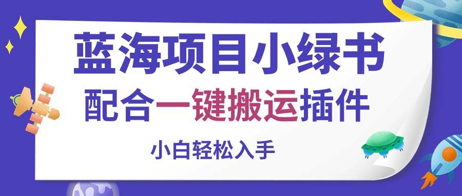 蓝海项目小绿书，配合一键搬运插件，小白轻松入手-项目网