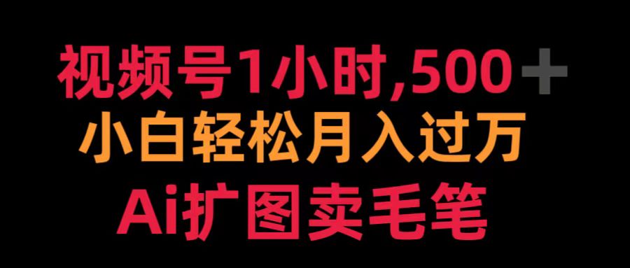 视频号1小时，500＋ 小白轻松月入过万 Ai扩图卖毛笔-项目网