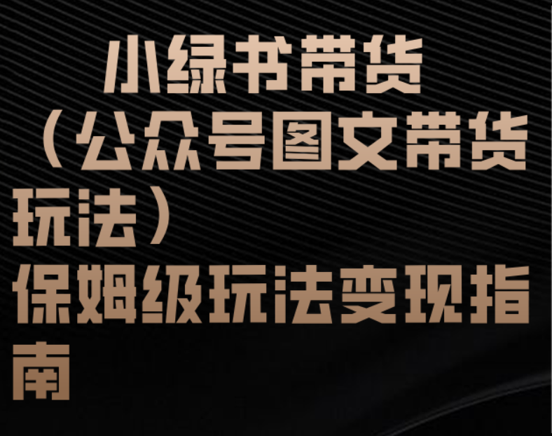 小绿书带货（公众号图文带货玩法）保姆级玩法变现指南-项目网