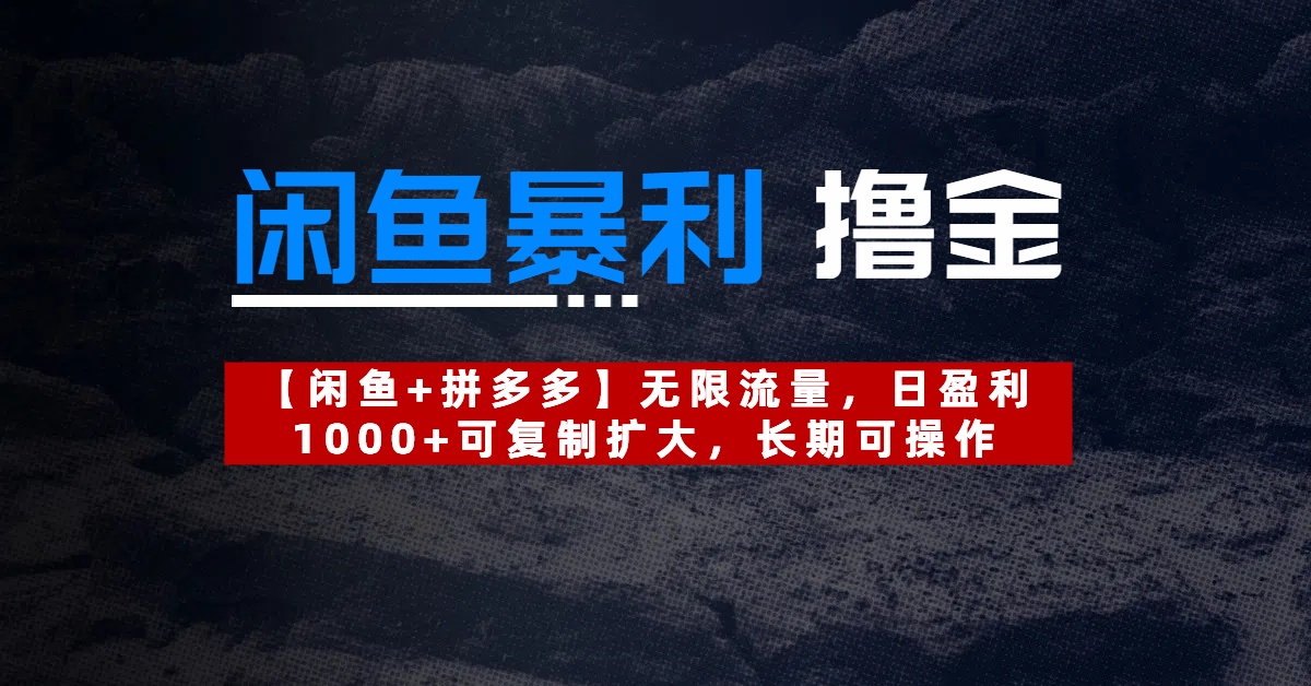 【闲鱼暴利撸金】无限流量，日盈利1000+可复制扩大，长期可操作-项目网