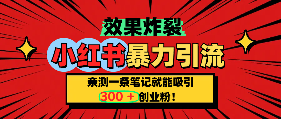 小红书炸裂玩法，亲测一条笔记就能吸引300+精准创业粉！-项目网