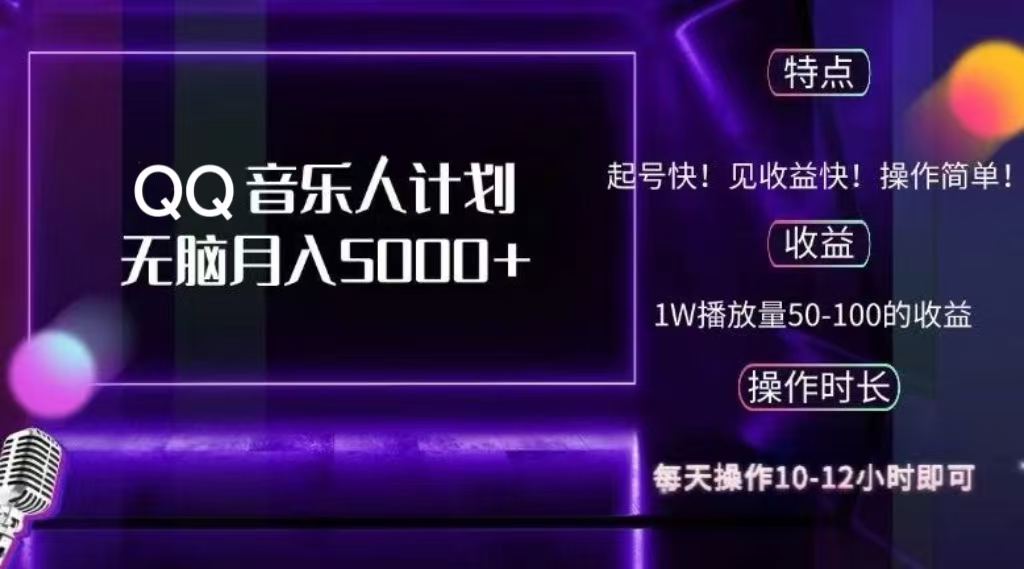 2024 QQ音乐人计划，轻松月入5000+，纯无脑操作，可批量放大操作-项目网