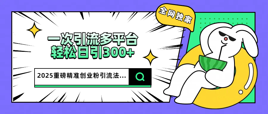2025重磅全网独家引流法，一次多平台，轻松日引300+精准创业粉-项目网