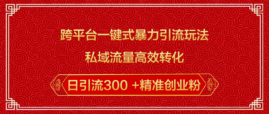 跨平台一键式暴力引流玩法，私域流量高效转化日引流300 +精准创业粉-项目网