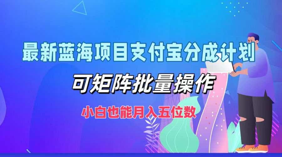 最新蓝海项目支付宝分成计划，小白也能月入五位数，可矩阵批量操作-项目网