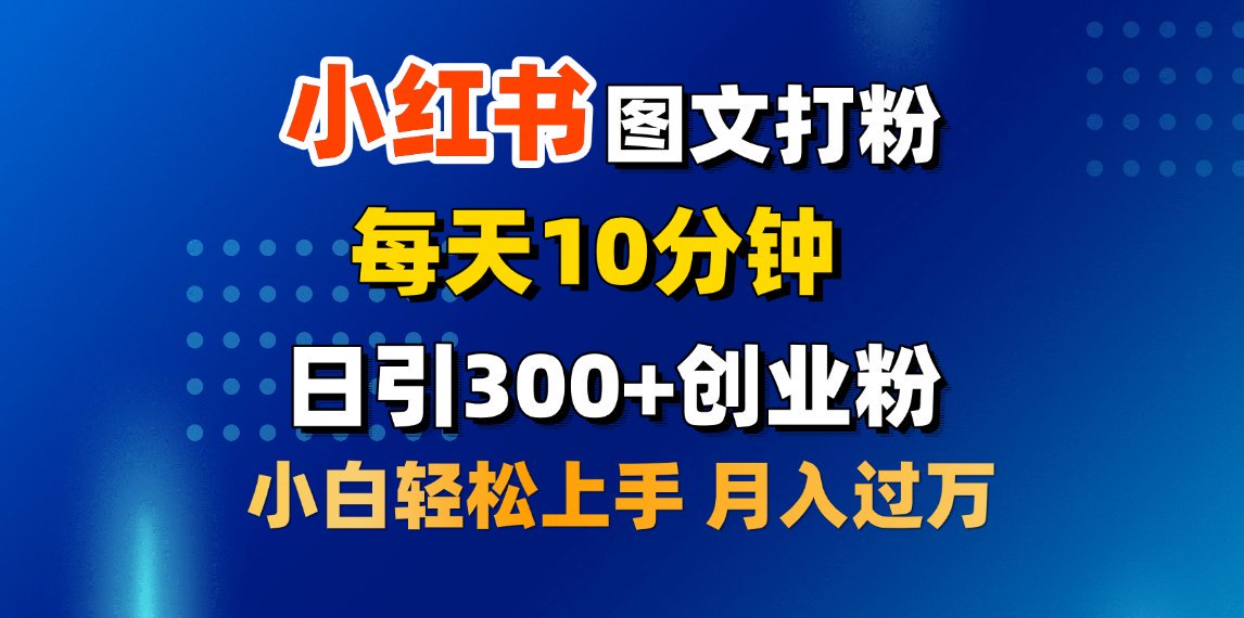 2月小红书图文打粉，每天10分钟，日引300+创业粉，小白轻松月入过万-项目网