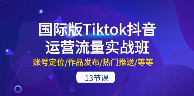 国际版Tiktok抖音运营流量实战班：账号定位/作品发布/热门推送/等等-13节-项目网