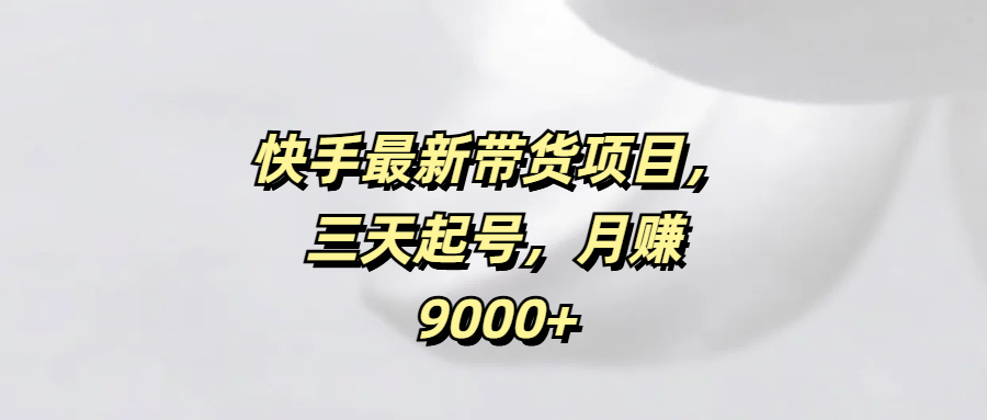 快手最新带货项目，三天起号，月赚9000+-项目网