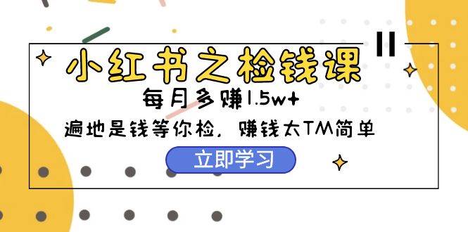 小红书之检钱课：从0开始实测每月多赚1.5w起步，赚钱真的太简单了（98节）-项目网