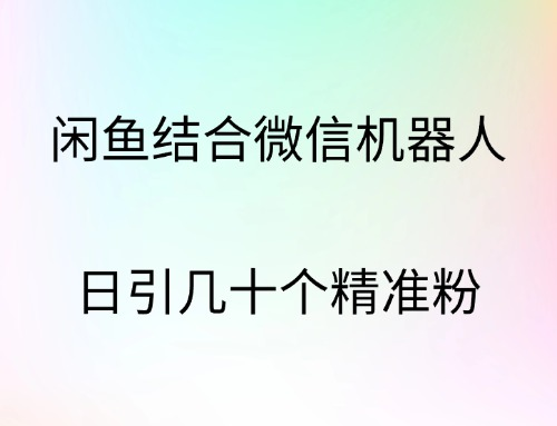 闲鱼结合微信机器人，日引几十个精准粉-项目网