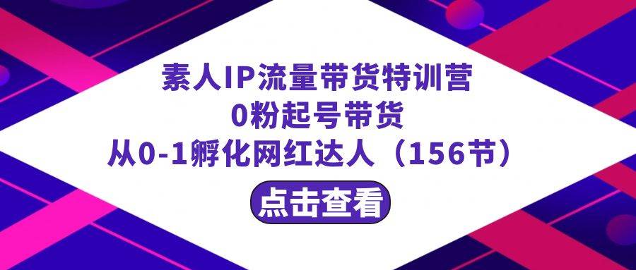 繁星·计划素人IP流量带货特训营：0粉起号带货 从0-1孵化网红达人（156节）-项目网