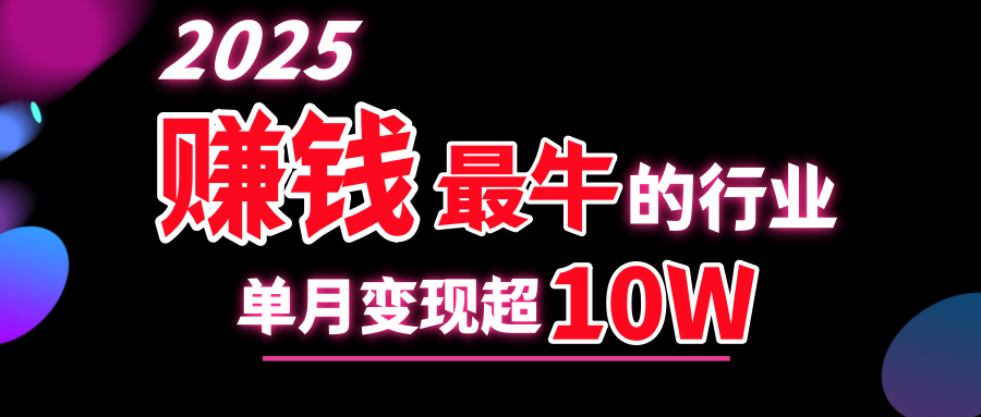 2025赚钱最牛的行业，单月变现超10w-项目网