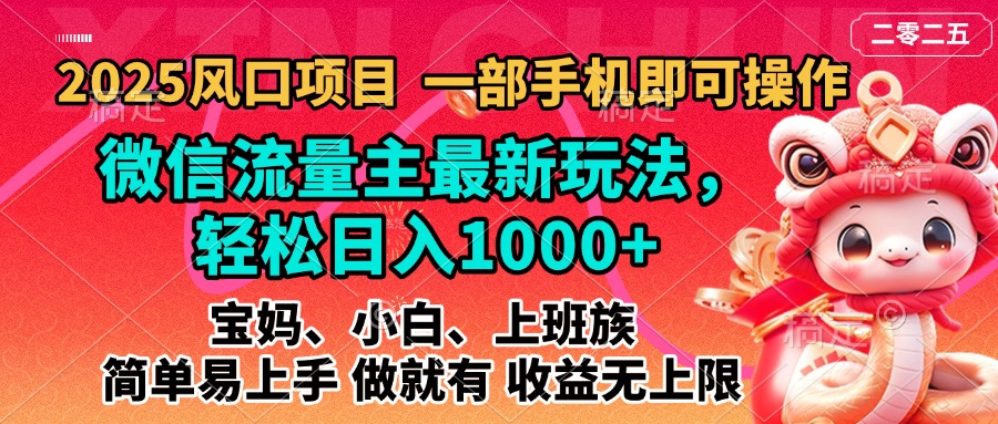 2025蓝海风口项目，微信流量主最新玩法，轻松日入1000+，简单易上手，做就有 收益无上限-项目网