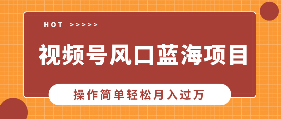 视频号风口蓝海项目，中老年人的流量密码，操作简单轻松月入过万-项目网
