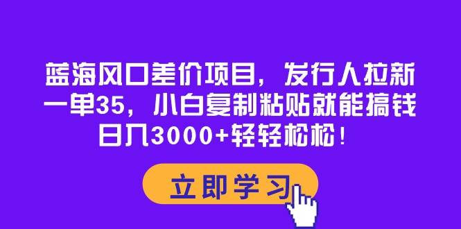 蓝海风口差价项目，发行人拉新，一单35，小白复制粘贴就能搞钱！日入3000+轻轻松松-项目网