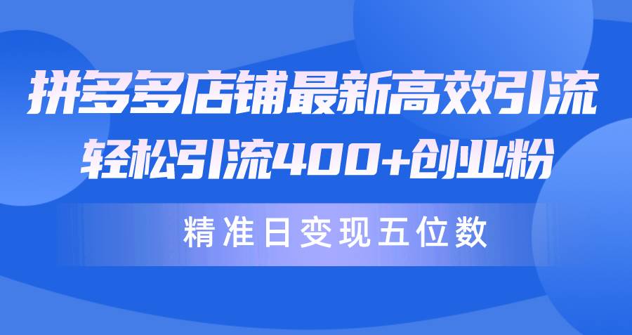 拼多多店铺最新高效引流术，轻松引流400+创业粉，精准日变现五位数！-项目网