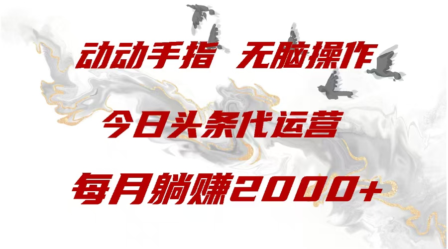 今日头条代运营，动动手指，每月躺赠2000+-项目网