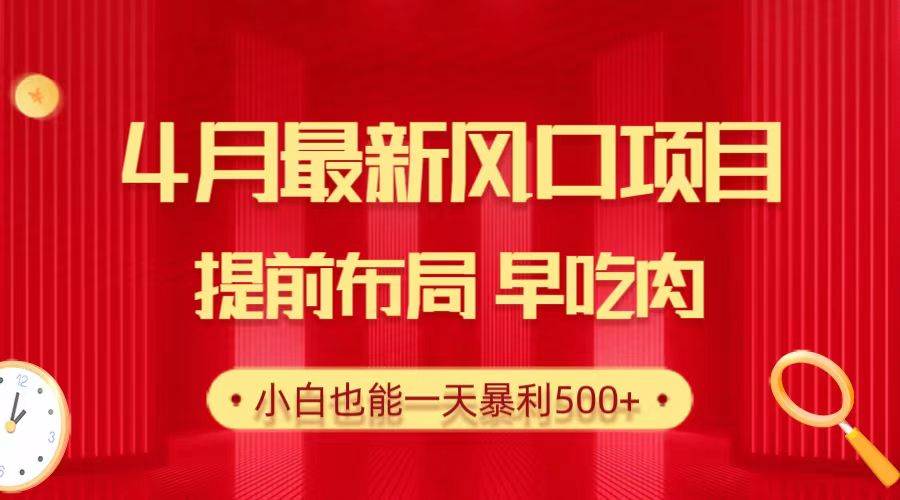 28.4月最新风口项目，提前布局早吃肉，小白也能一天暴利500+-项目网