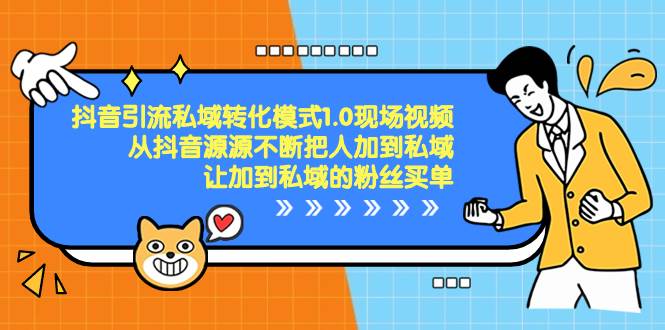 抖音-引流私域转化模式1.0现场视频，从抖音源源不断把人加到私域，让加到私域的粉丝买单-项目网