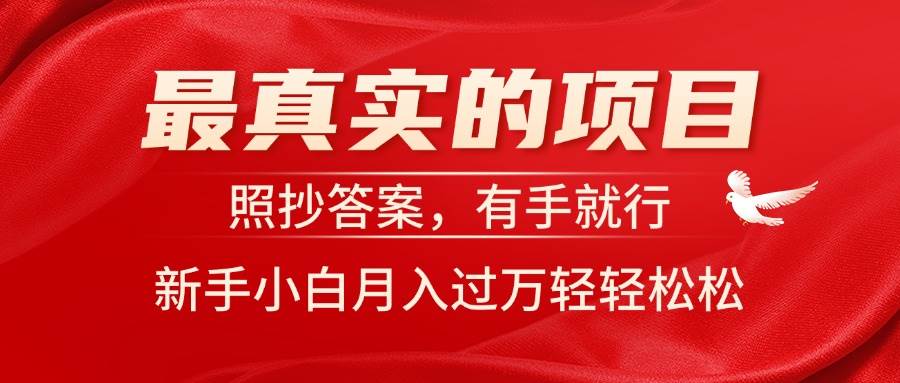 最真实的项目，照抄答案，有手就行，新手小白月入过万轻轻松松-项目网