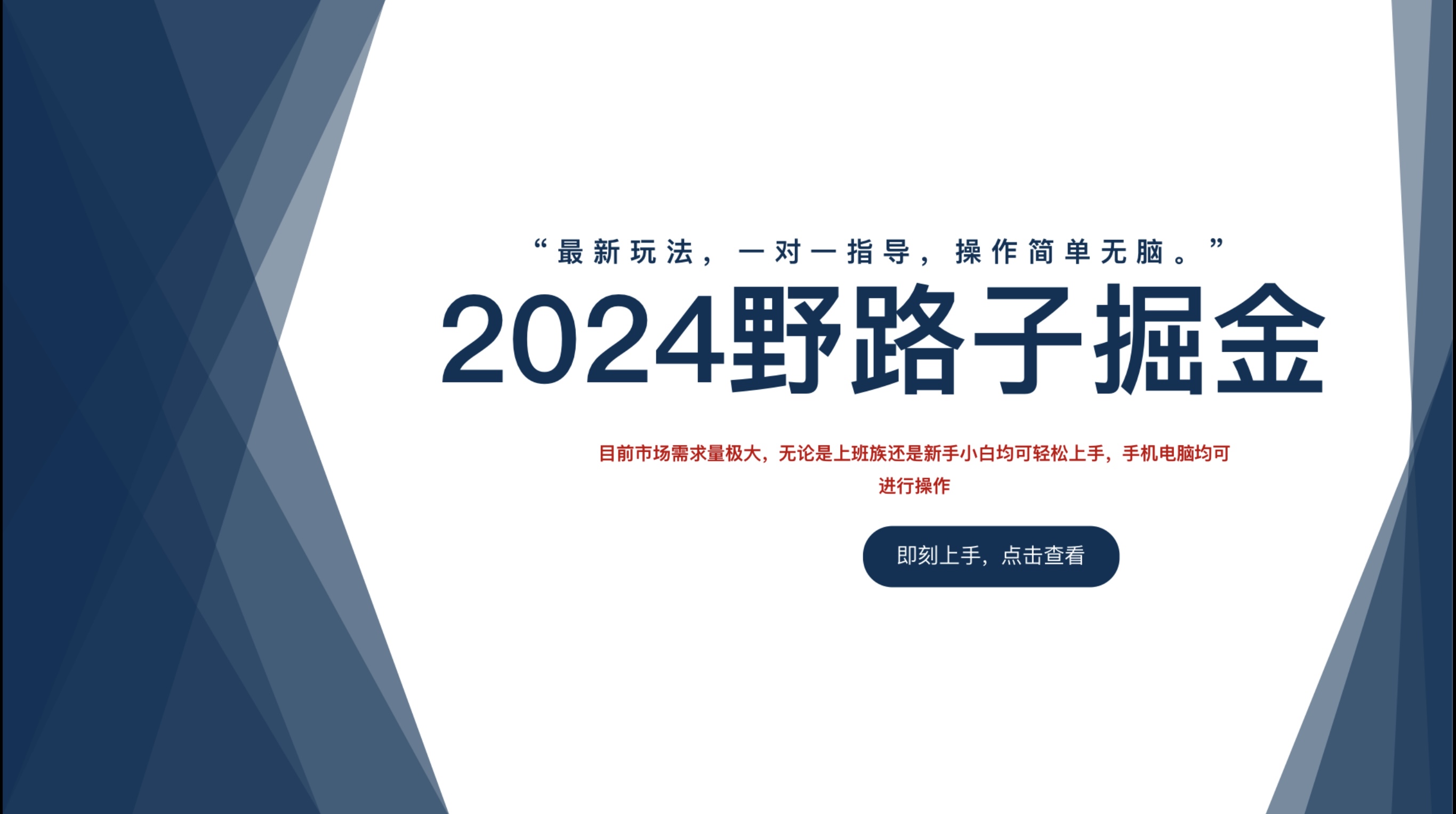 2024野路子掘金，最新玩 法， 一对一指导，操作简单无脑。-项目网