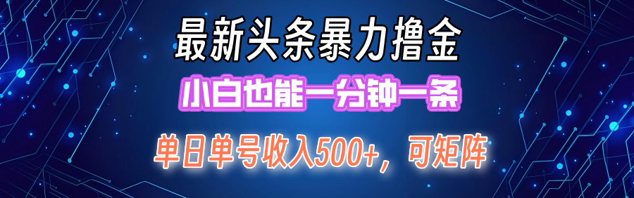 最新头条撸金，小白也能一分钟一条-项目网
