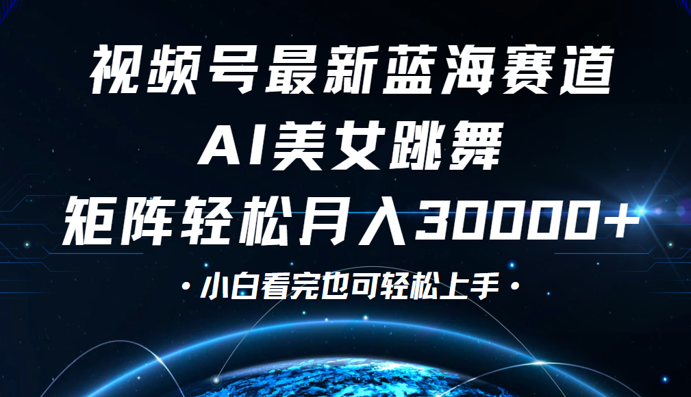 视频号蓝海赛道玩法，当天起号，拉爆流量收益，小白也能轻松月入30000+-项目网