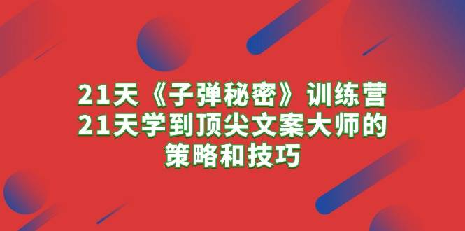 21天《子弹秘密》训练营，21天学到顶尖文案大师的策略和技巧-项目网
