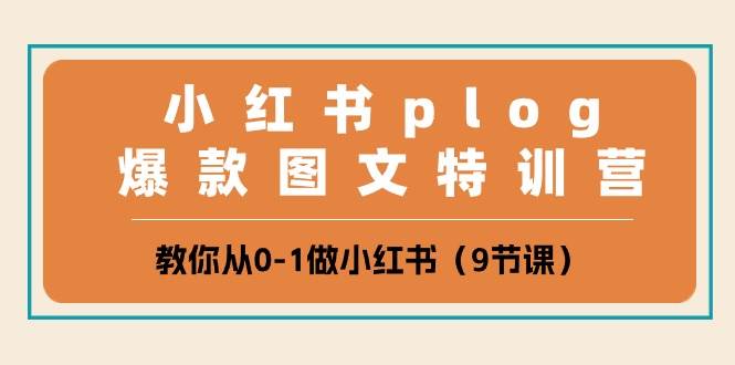 小红书 plog爆款图文特训营，教你从0-1做小红书（9节课）-项目网