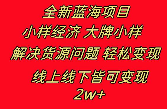 全新蓝海项目 小样经济大牌小样 线上和线下都可变现 月入2W+-项目网