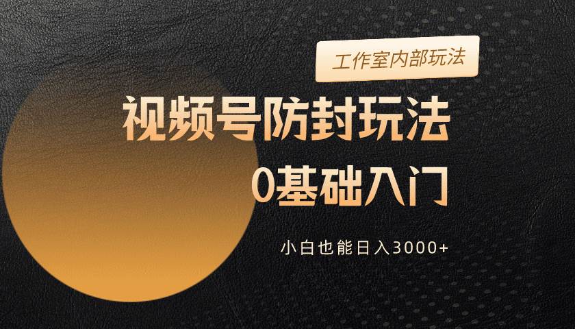 2024视频号升级防封玩法，零基础入门，小白也能日入3000+-项目网