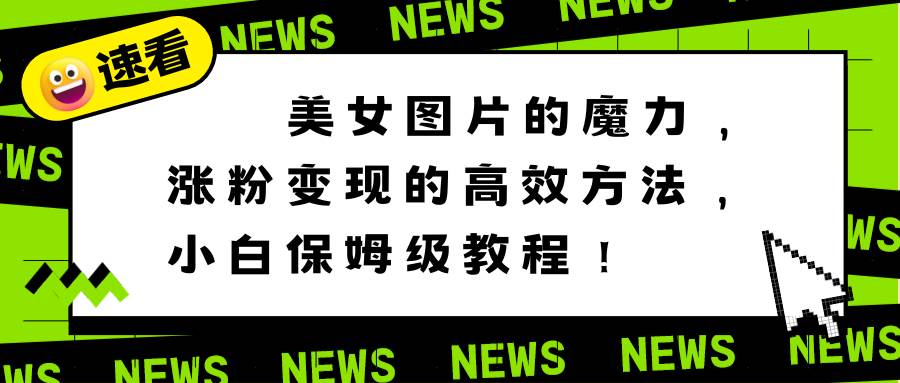 美女图片的魔力，涨粉变现的高效方法，小白保姆级教程！-项目网