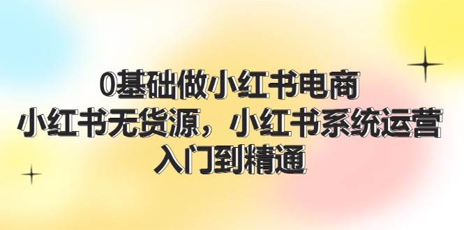 0基础做小红书电商，小红书无货源，小红书系统运营，入门到精通 (70节)-项目网