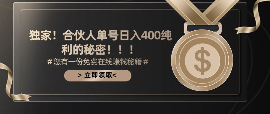 合伙人广告撸金最新玩法，每天单号400纯利-项目网
