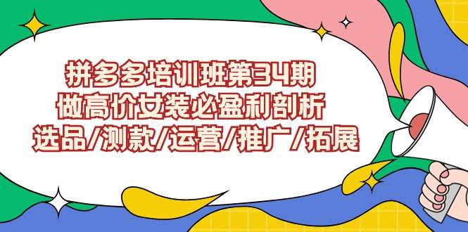 拼多多培训班第34期：做高价女装必盈利剖析  选品/测款/运营/推广/拓展-项目网