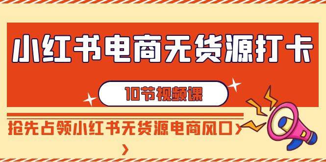 小红书电商-无货源打卡，抢先占领小红书无货源电商风口（10节课）-项目网