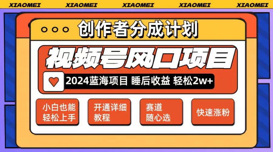 微信视频号大风口项目 轻松月入2w+ 多赛道选择，可矩阵，玩法简单轻松上手-项目网