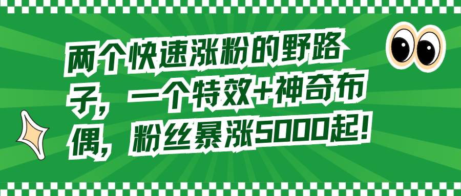 两个快速涨粉的野路子，一个特效+神奇布偶，粉丝暴涨5000起！-项目网