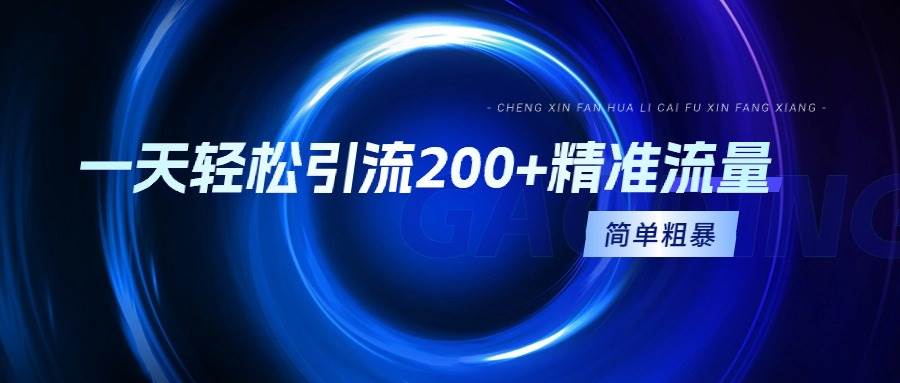 一天轻松引流200+精准流量，简单粗暴，一看就会-项目网
